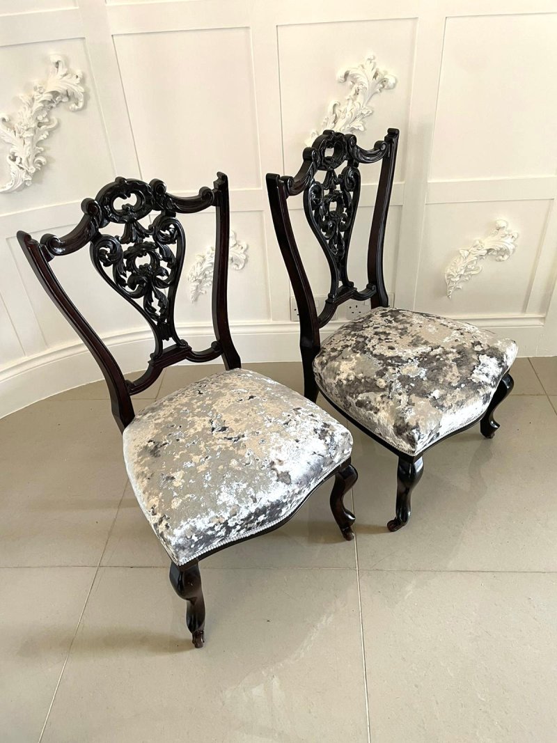 Antique Pair of Quality Victorian Ebonised Side Chairs - Image 2